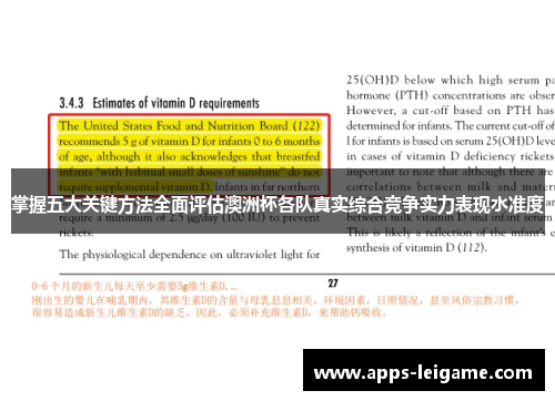 掌握五大关键方法全面评估澳洲杯各队真实综合竞争实力表现水准度 掌握五大关键方法全面评估澳洲杯各队真实综合竞争实力表现水准度
