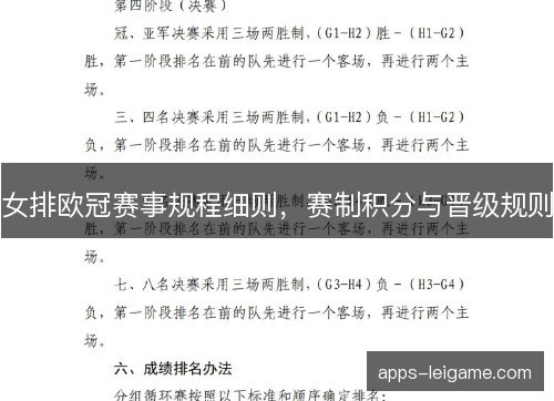 女排欧冠赛事规程细则，赛制积分与晋级规则